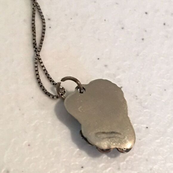 Vintage Turquoise Pendant Sterling Silver Necklace 925 18.5" Box Chain Feather - Picture 6 of 12